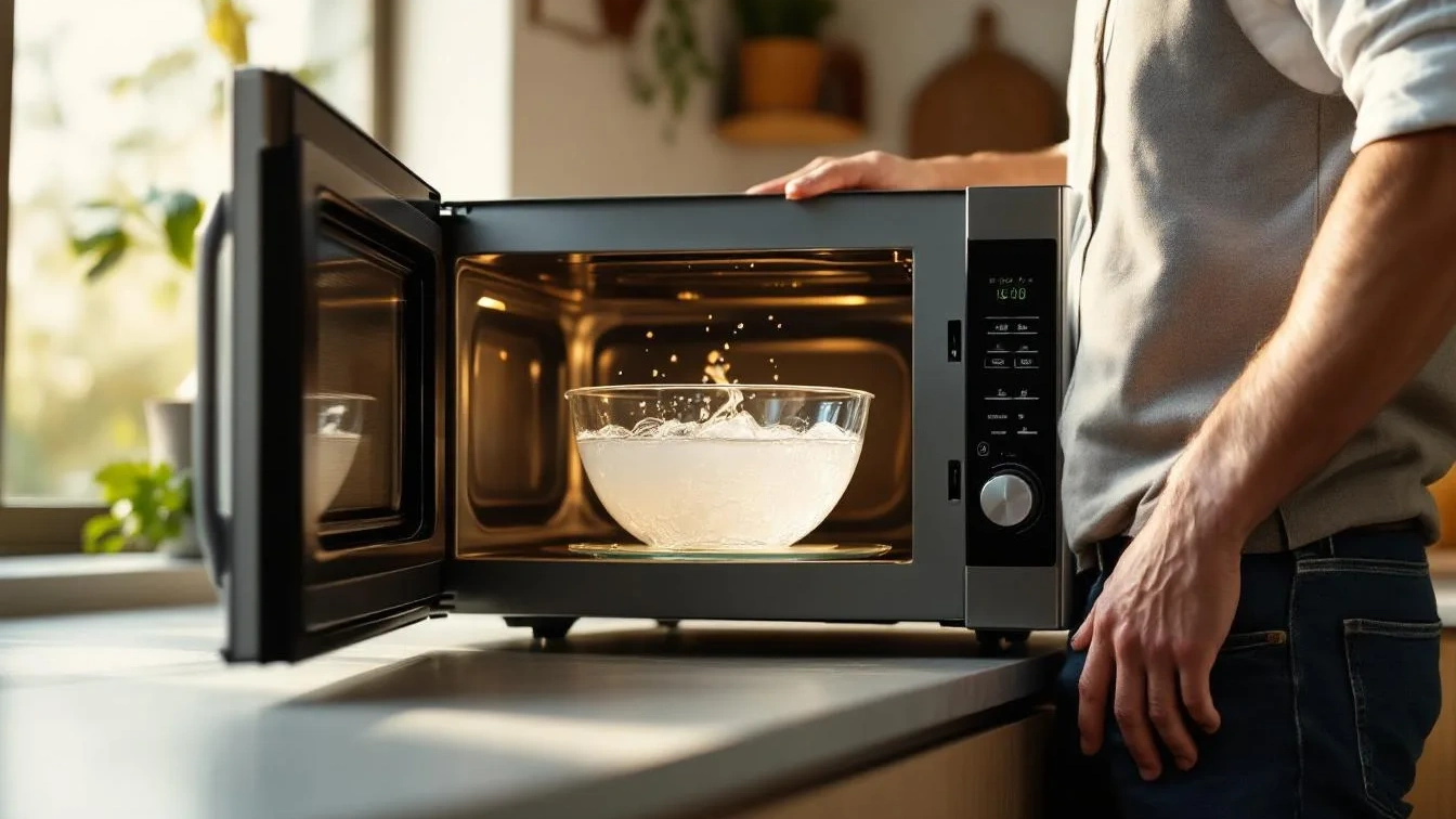 Mikrowelle effizient reinigen: So bewirkt eine Schüssel Essig wahre Wunder