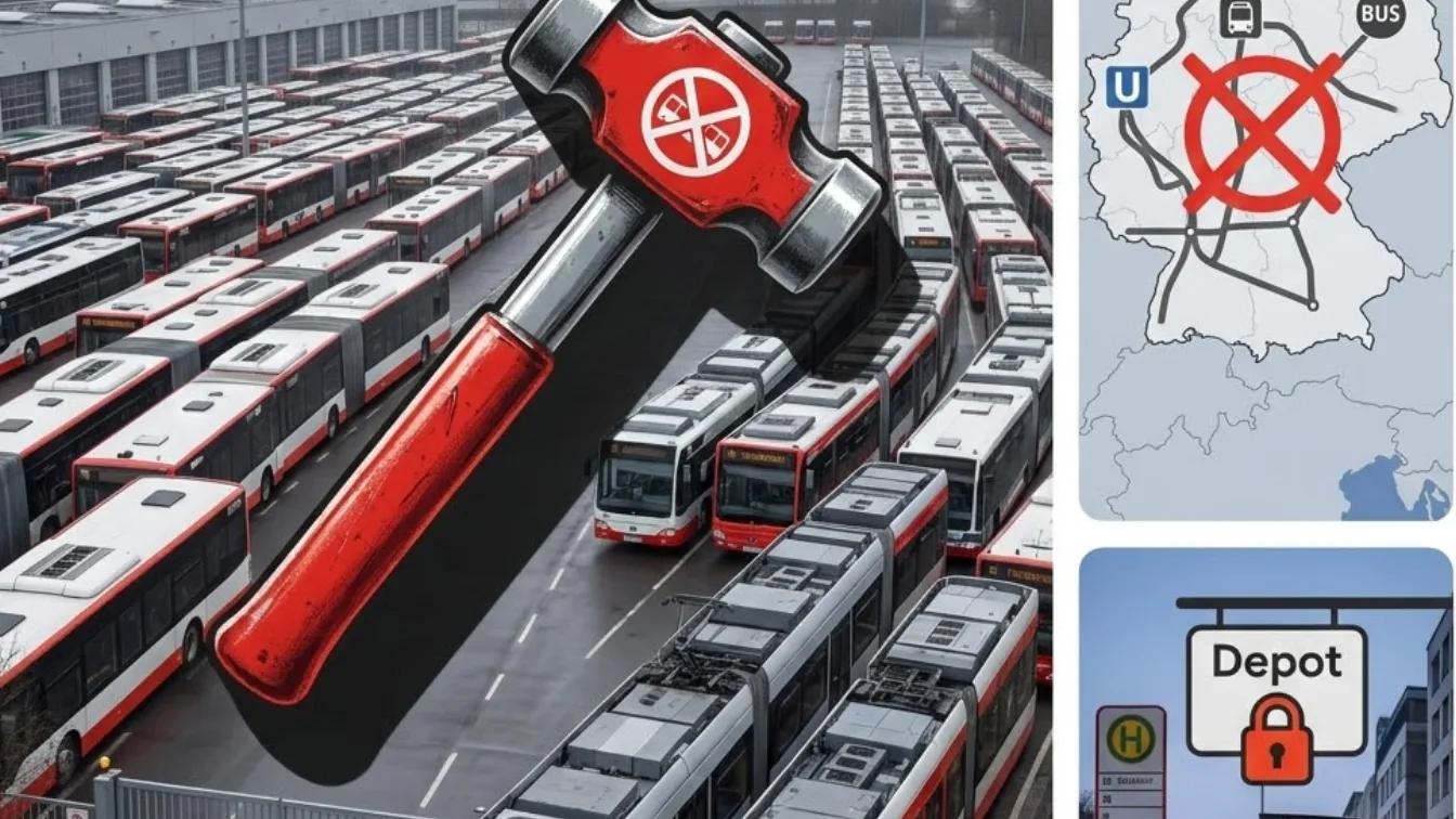 Streik-Hammer am Freitag: In diesen Städten bleiben Busse und Bahnen ab morgen komplett im Depot