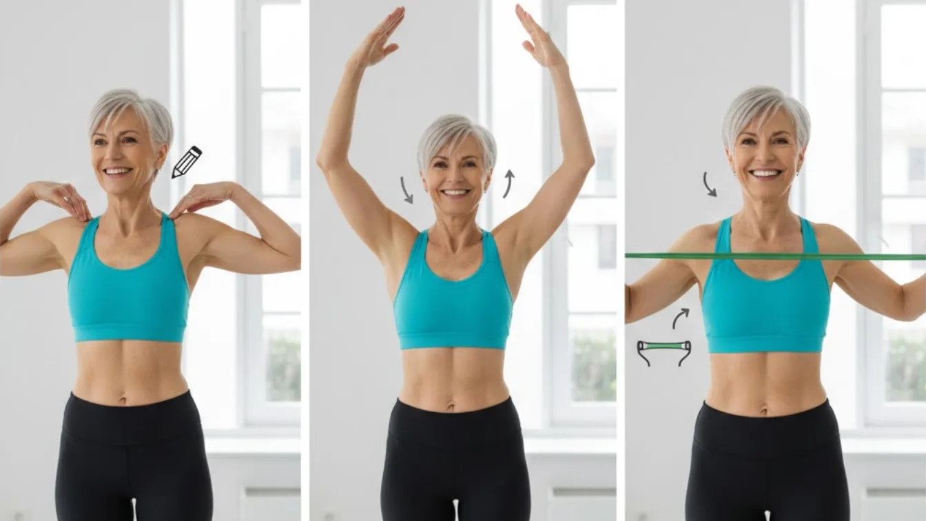 Stehende Übungen, die laut Trainer nach dem 50. Lebensjahr den BH-Rücken minimieren
